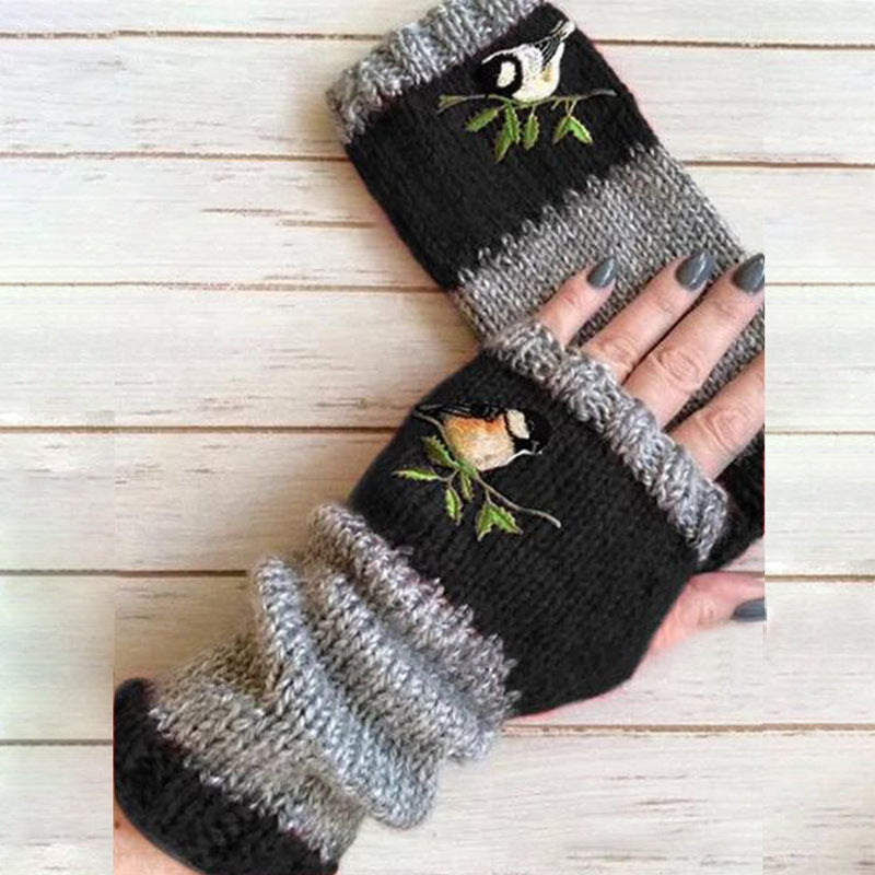 Christmas Warm Stitching Embroidered Gloves