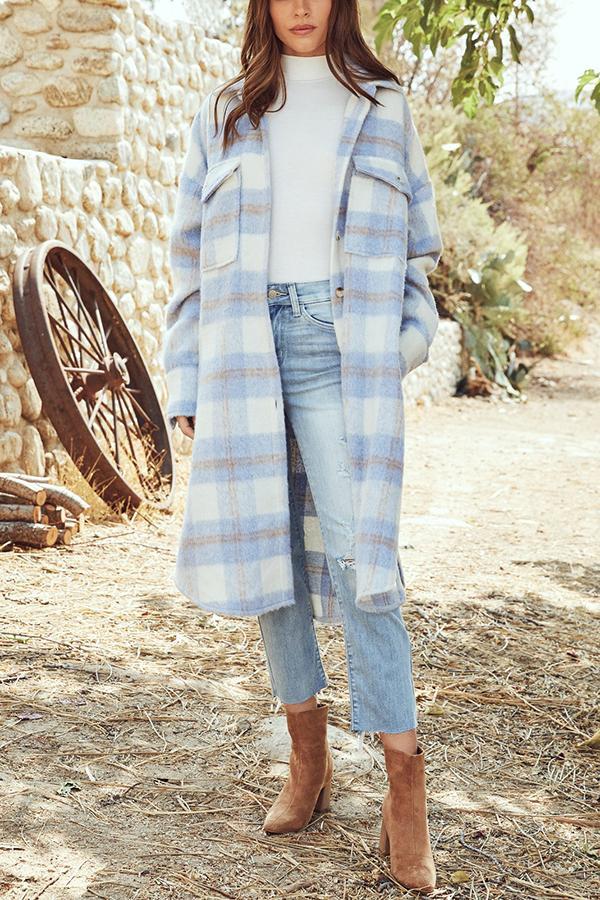 Jayleen Pocketed Plaid Button Down Shacket
