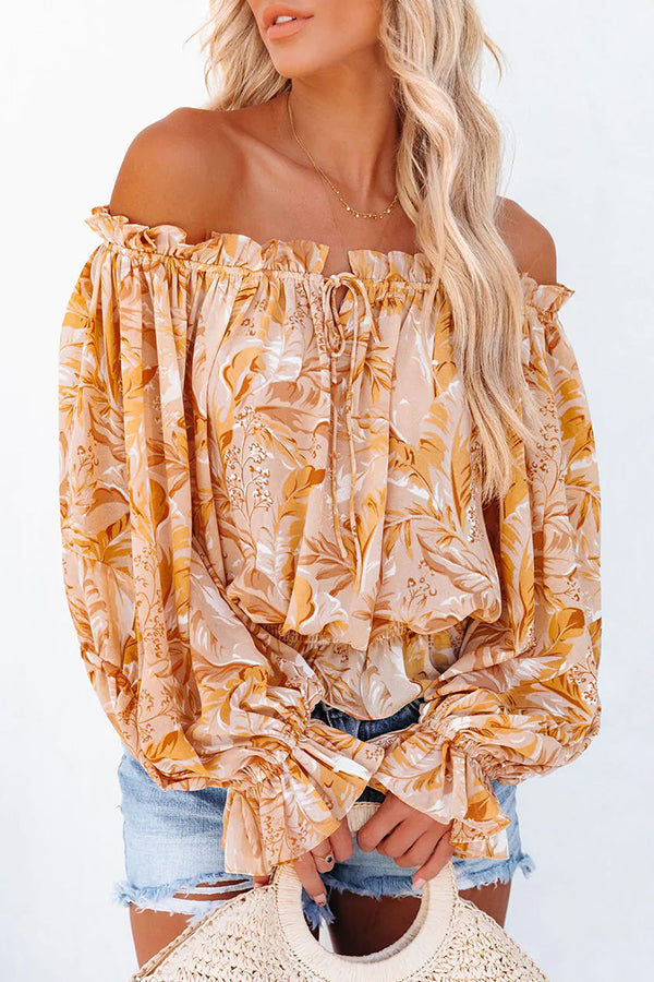 Coastal Cove Printed Off The Shoulder Blouse