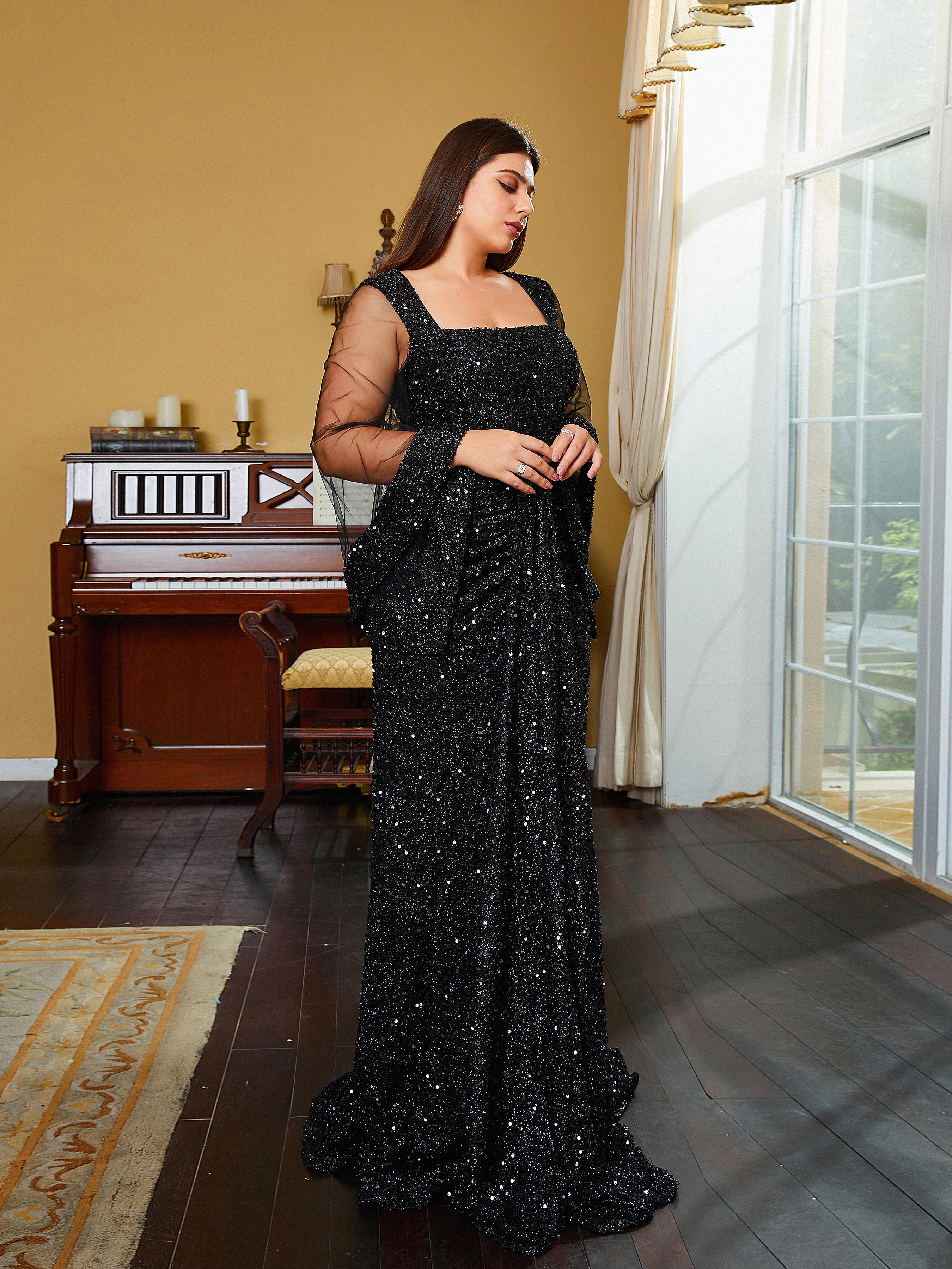 Plus Size Square Neck Backless Bell Sleeve Mermaid Evening Dress PRA60268