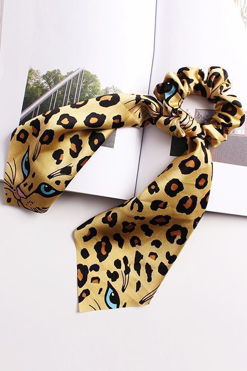 Leopard Head Print Scrunchie