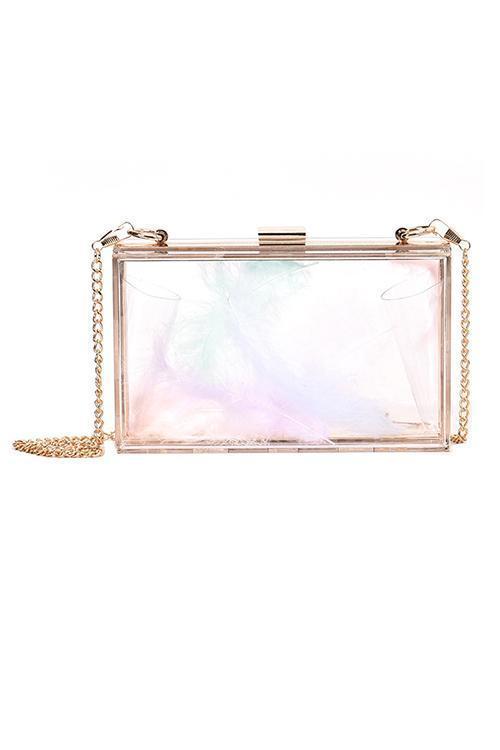 Feather Clear Square Crossbody Bag