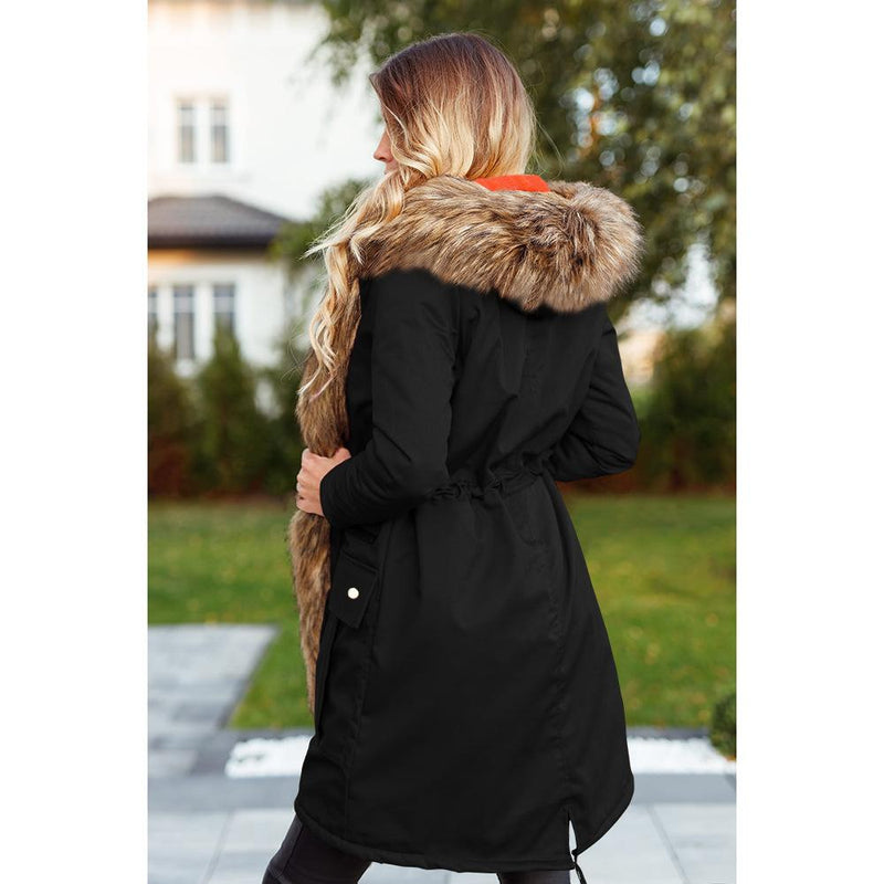 Womens Hooded Faux Fur Lined Warm Coats