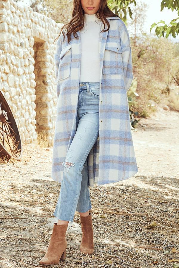Jayleen Pocketed Plaid Button Down Shacket