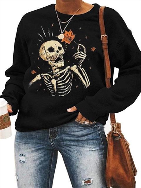 Casual Skeleton Print Cozy Sweatshirt