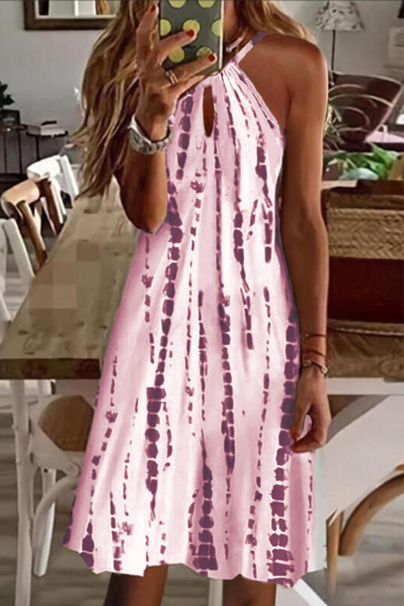 Casual Print Split Joint Halter Straight Dresses(6 colors)
