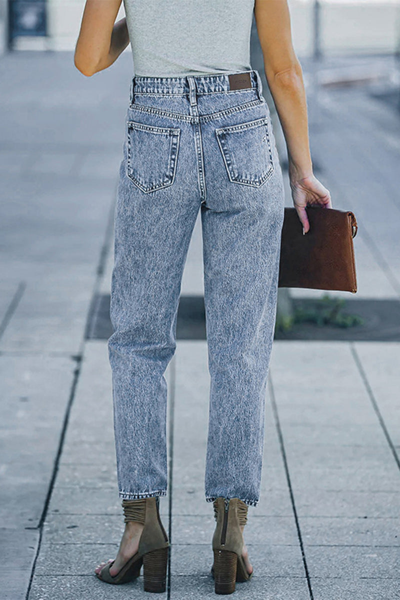 Street Solid Straight Denim Jeans
