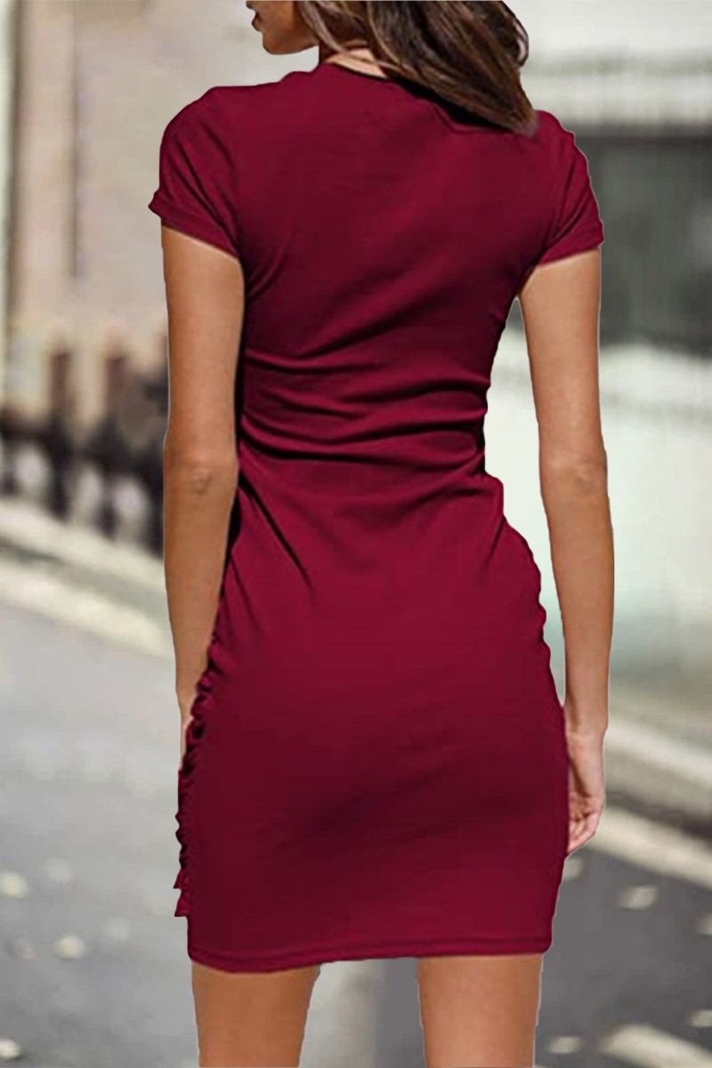 Casual Solid Solid Color O Neck One Step Skirt Dresses