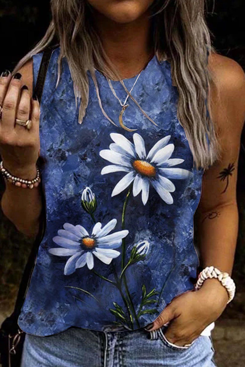 Casual Vacation Floral Patchwork O Neck Tops(13 Colors)