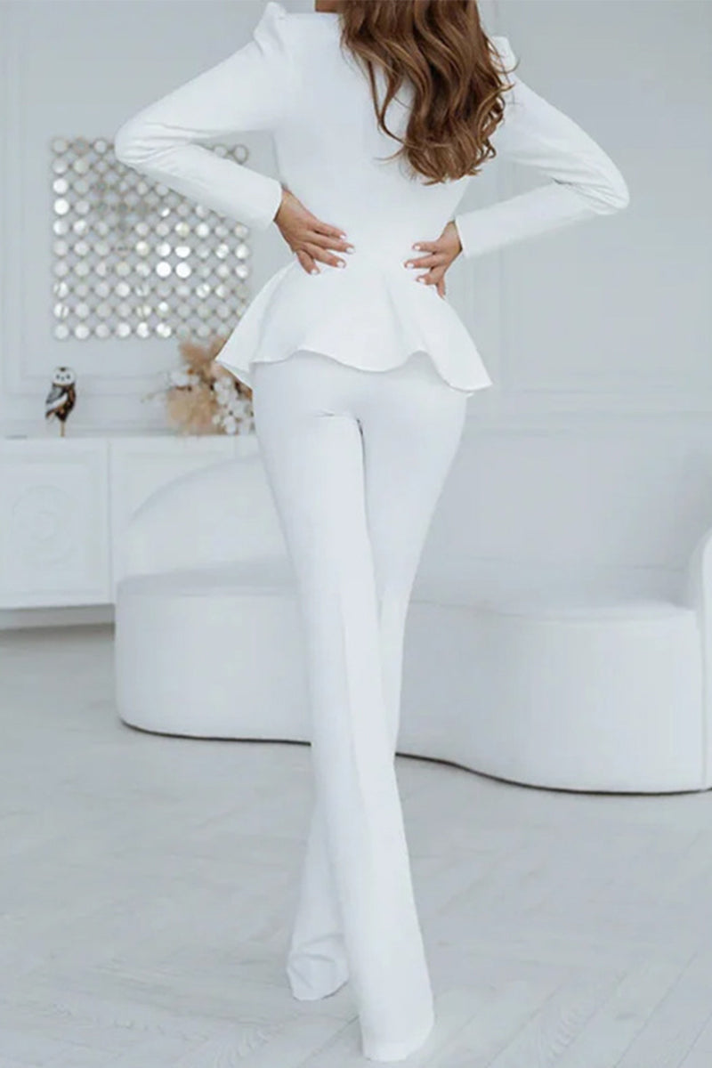 Casual Work Solid Solid Color Turn-back Collar Long Sleeve Two Pieces