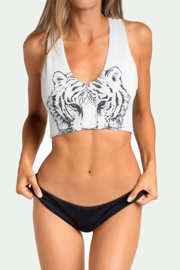 Tiger Print sexy Zipper Bikini