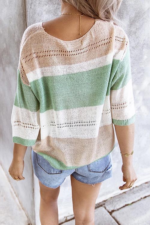 Color Block Seven Sleeves Sweater