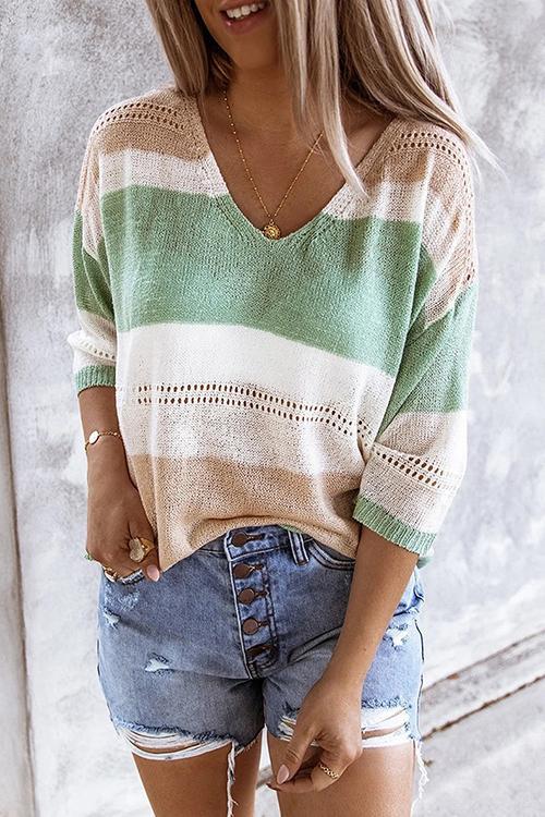 Color Block Seven Sleeves Sweater