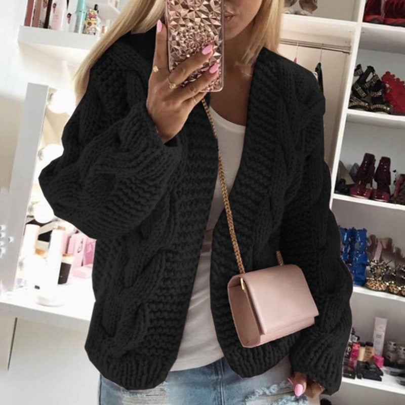 Oversize Open Front Knitted Sweater Cardigan
