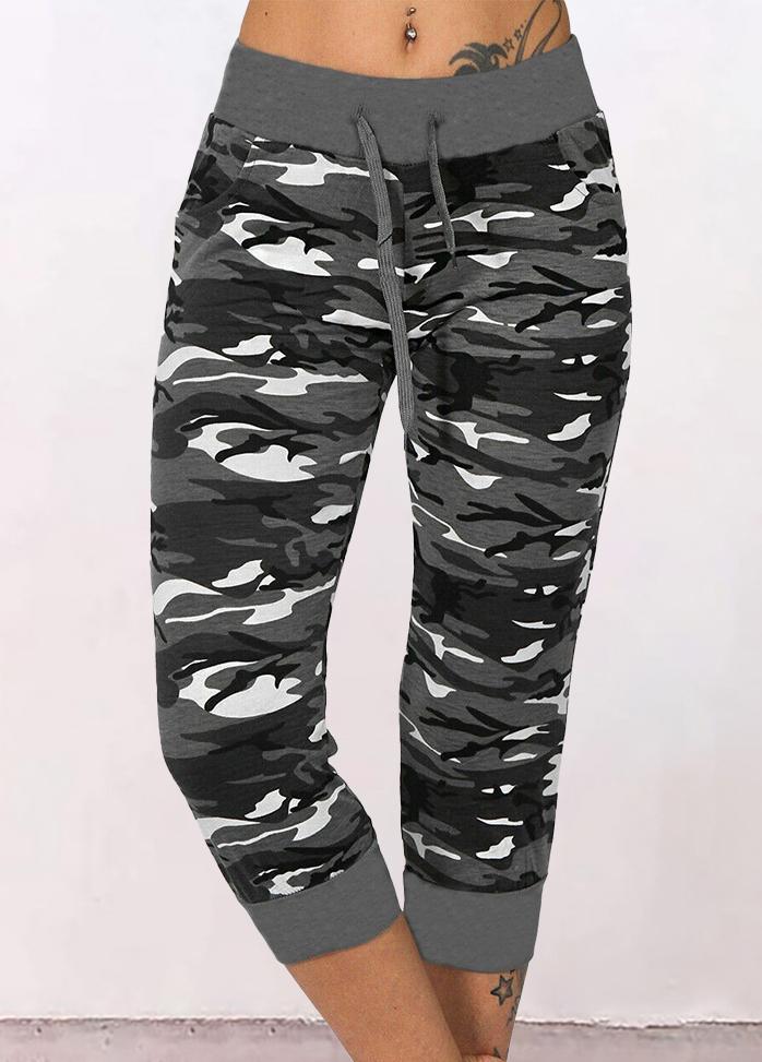 Camouflage Printed Cropped Pants