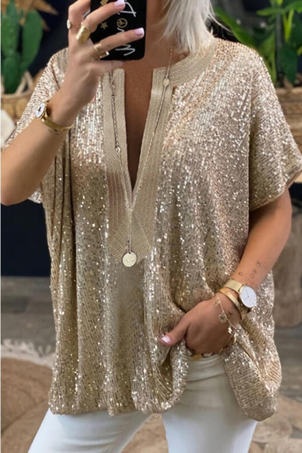 Sparkling Evening Sequin Loose Fit Top