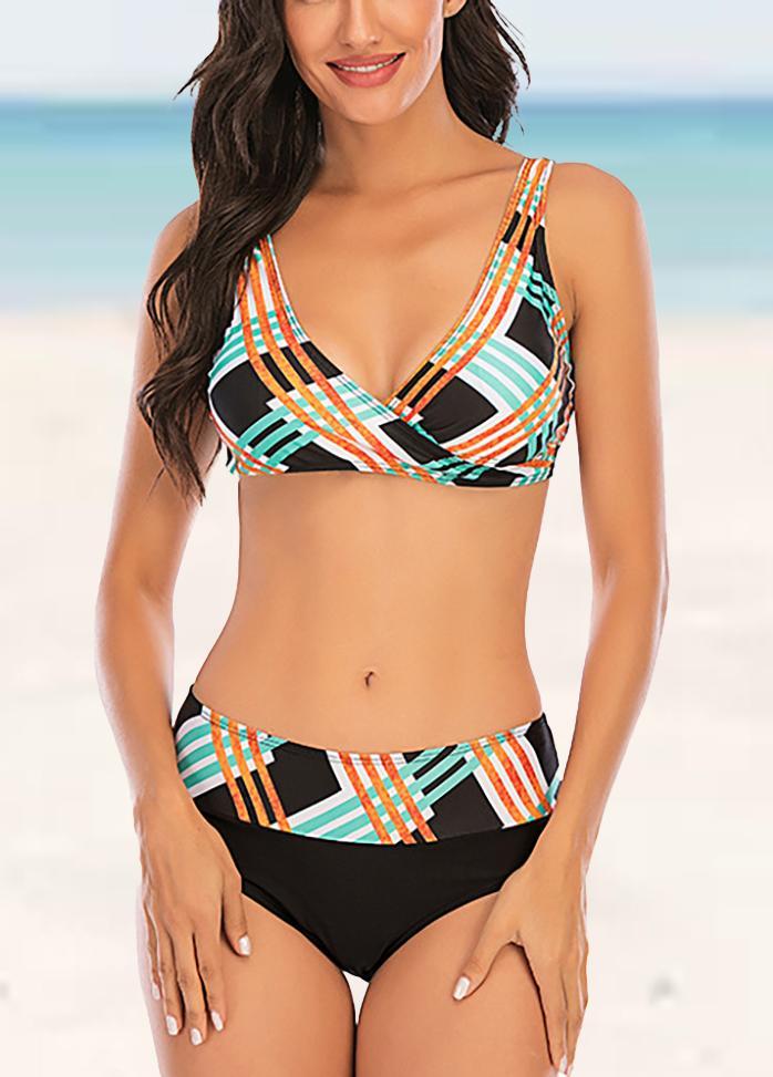Cross Striped Bikini Set