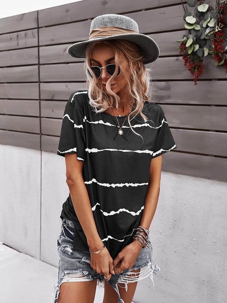 Round Neck Short Sleeve Casual T-Shirt