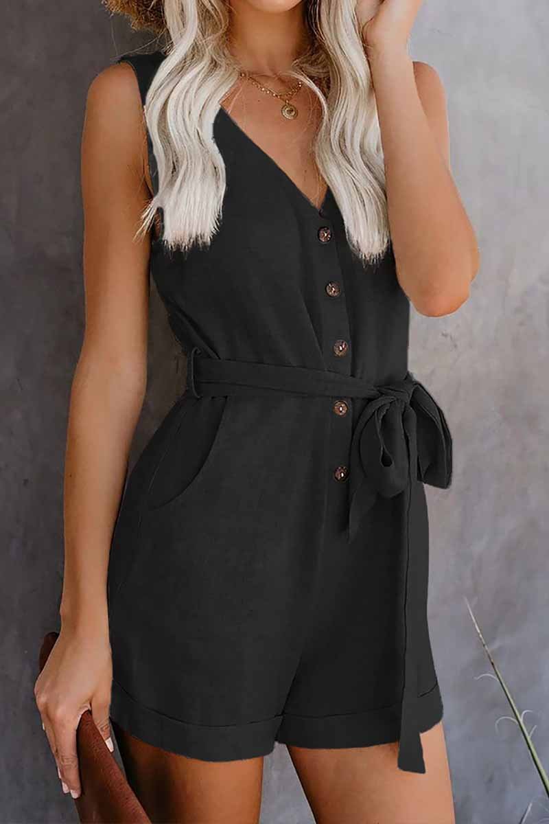 Summer Leisure V-neck Bow Rompers