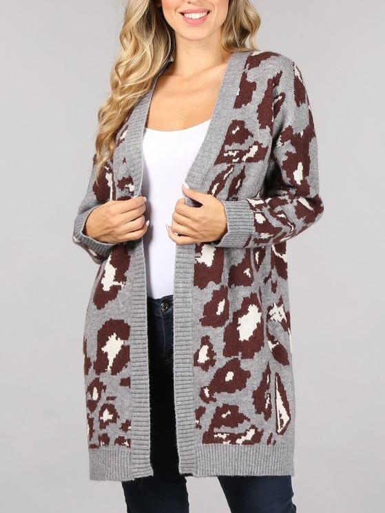 Long Sleeve Open Front Knitted Cardigan Coat