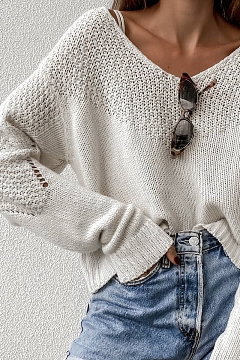 The Good Life Loose V-neck Knit Sweater