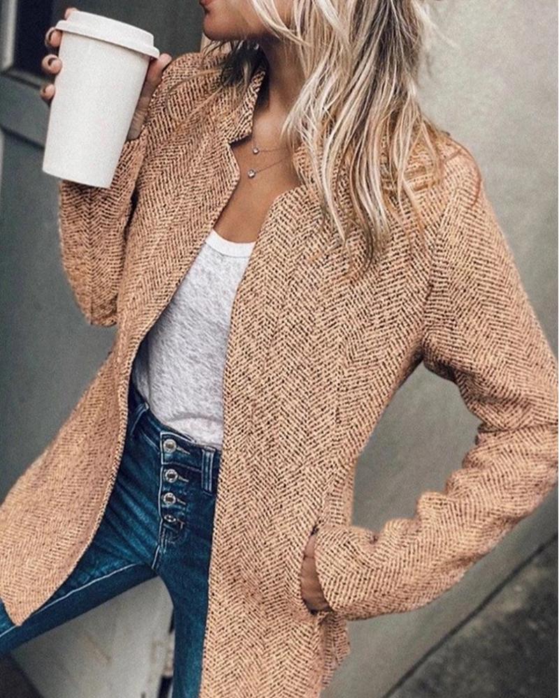 Solid Color Long Sleeve Coat