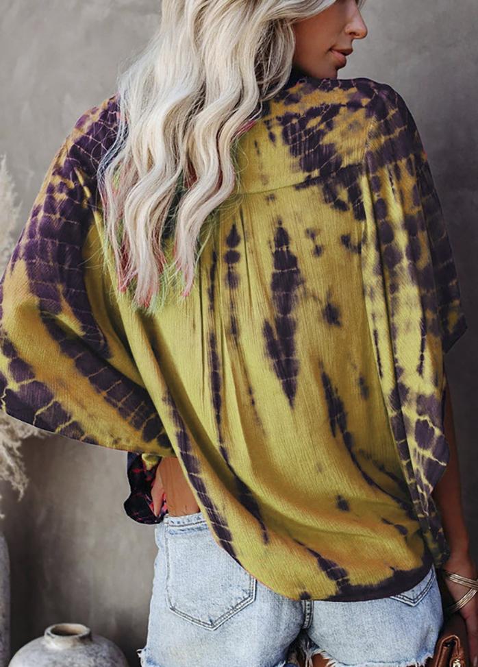 Batwing Sleeve V Neck Printed Blouse