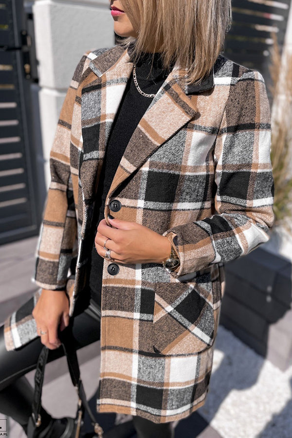 At Its Finest Pocketed Plaid Relaxed Blazer