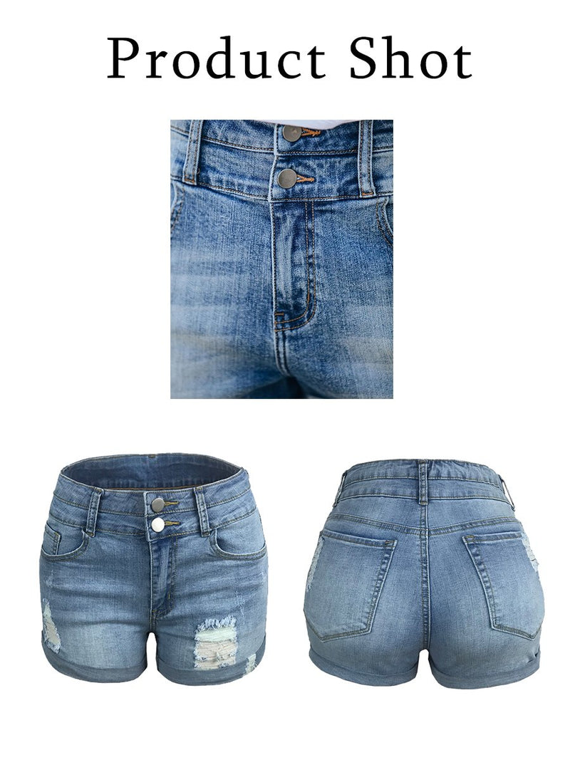 Stretchy Mid Rise Casual Denim Jeans Shorts