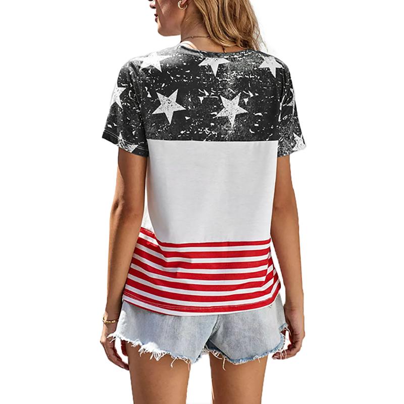 Crew Neck Short Sleeve Casual Star Printed T-Shirt