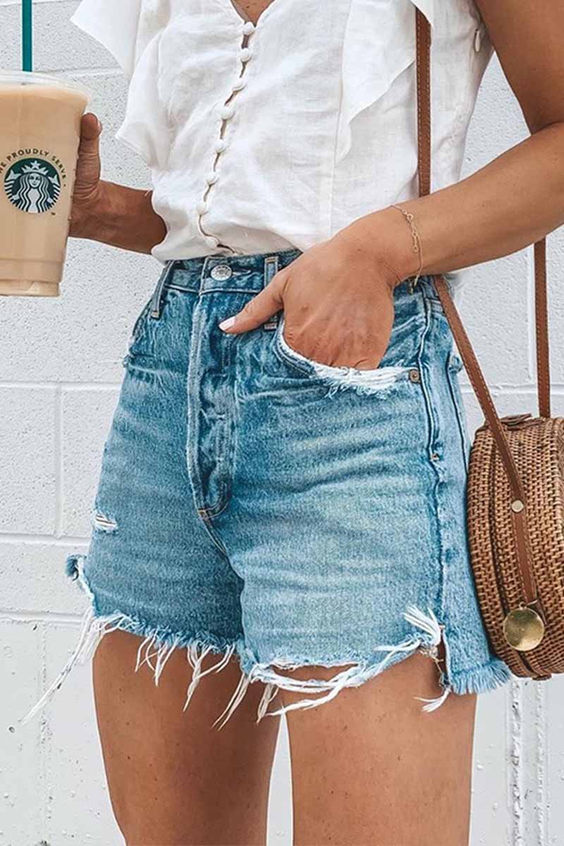 Casual Bibbed Jeans Shorts
