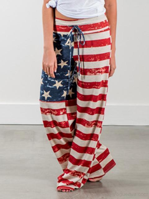 National Flag Print Casual Loose Jeans