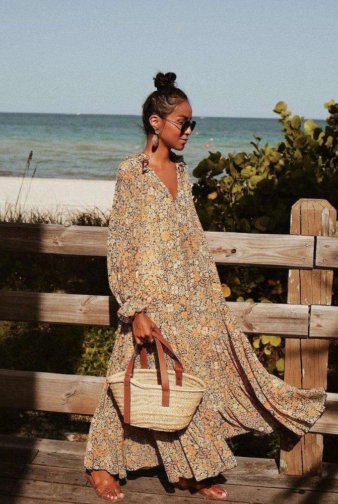 Toes in the Sand Floral Print Maxi Dress-