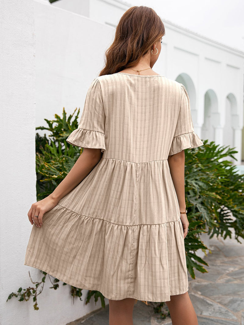 Short Sleeve V Neck Casual Mini Dress