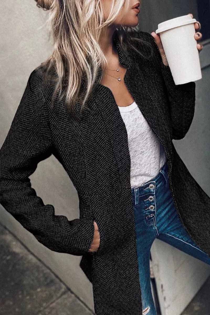 Retro Pocketed Heather Grey Coat(4 Colors)