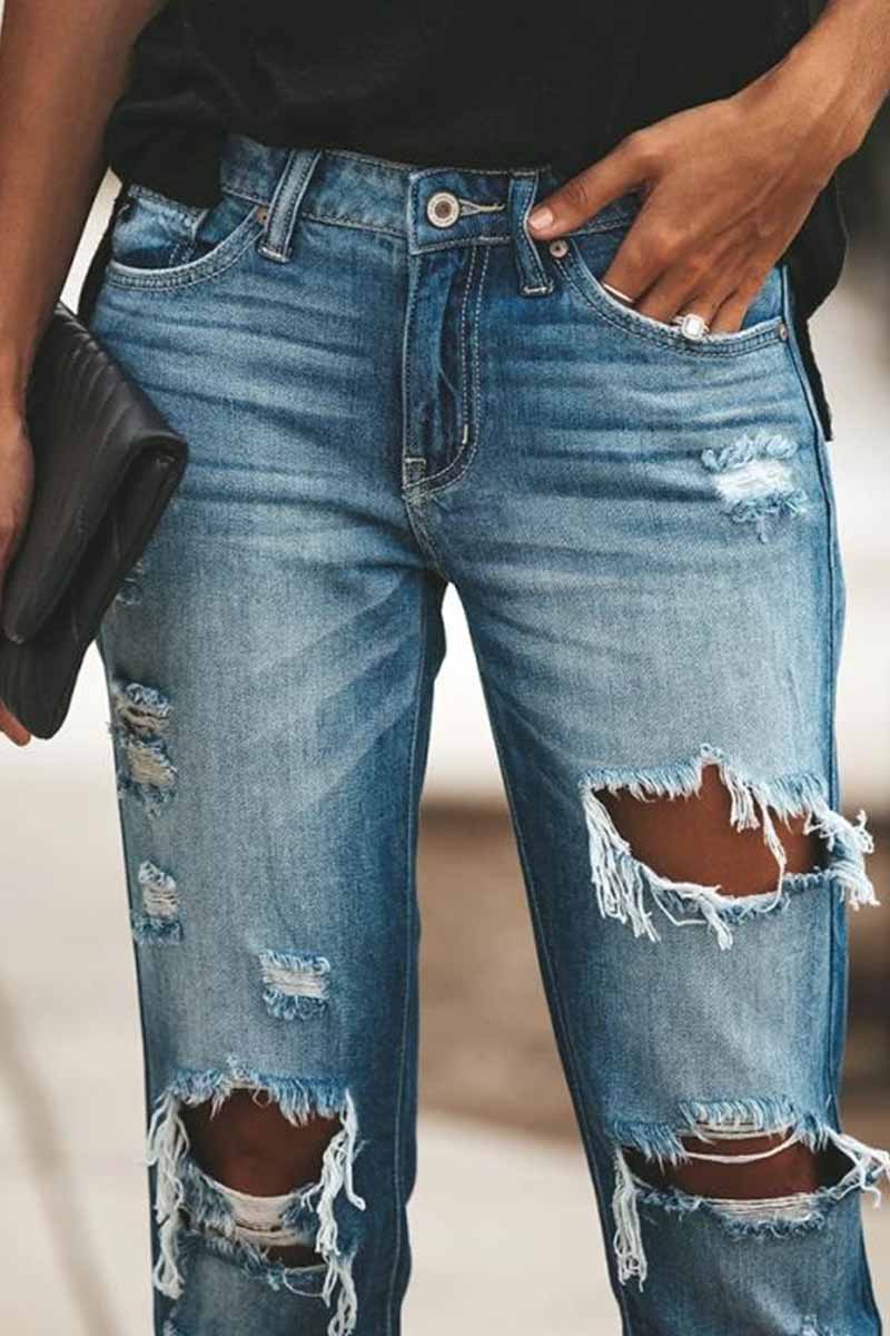 Regular Blue Ripped Jeans