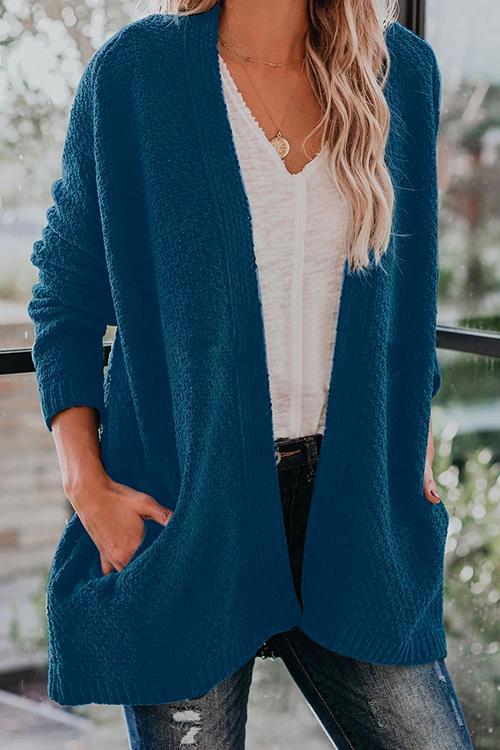 Open Front Classic Knot Cardigan with Pockets