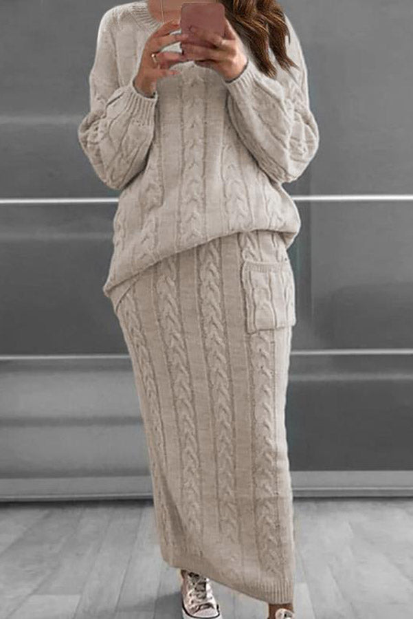 Mylah Pocket Knit Sweater Dress Two-piece Suit