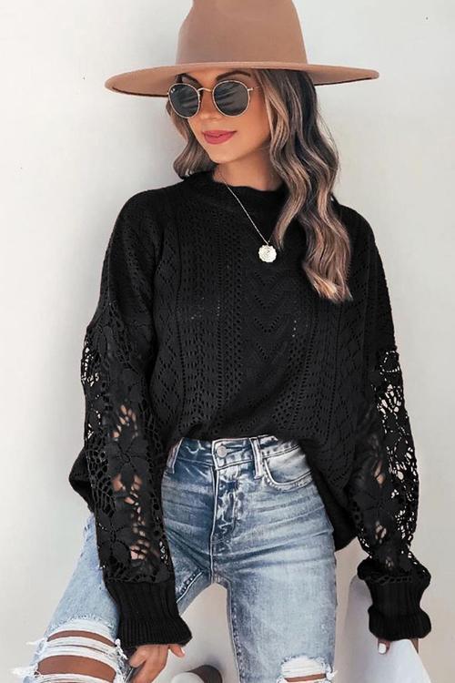 Get The Look Lace Hollow-Out Knit Sweater