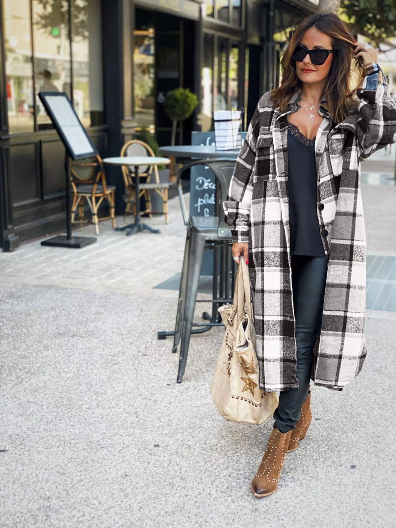 Casual Loose Button Down Plaid Cardigan