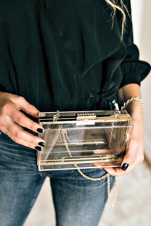 Feather Clear Square Crossbody Bag