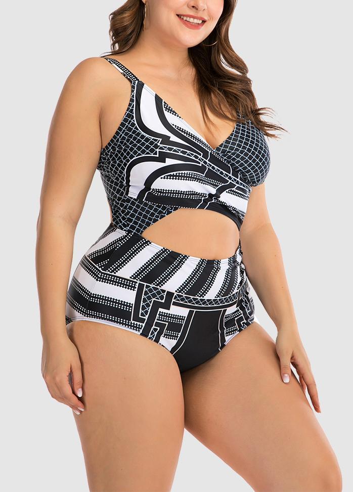 Cut Out Printed One Piece Swimwear