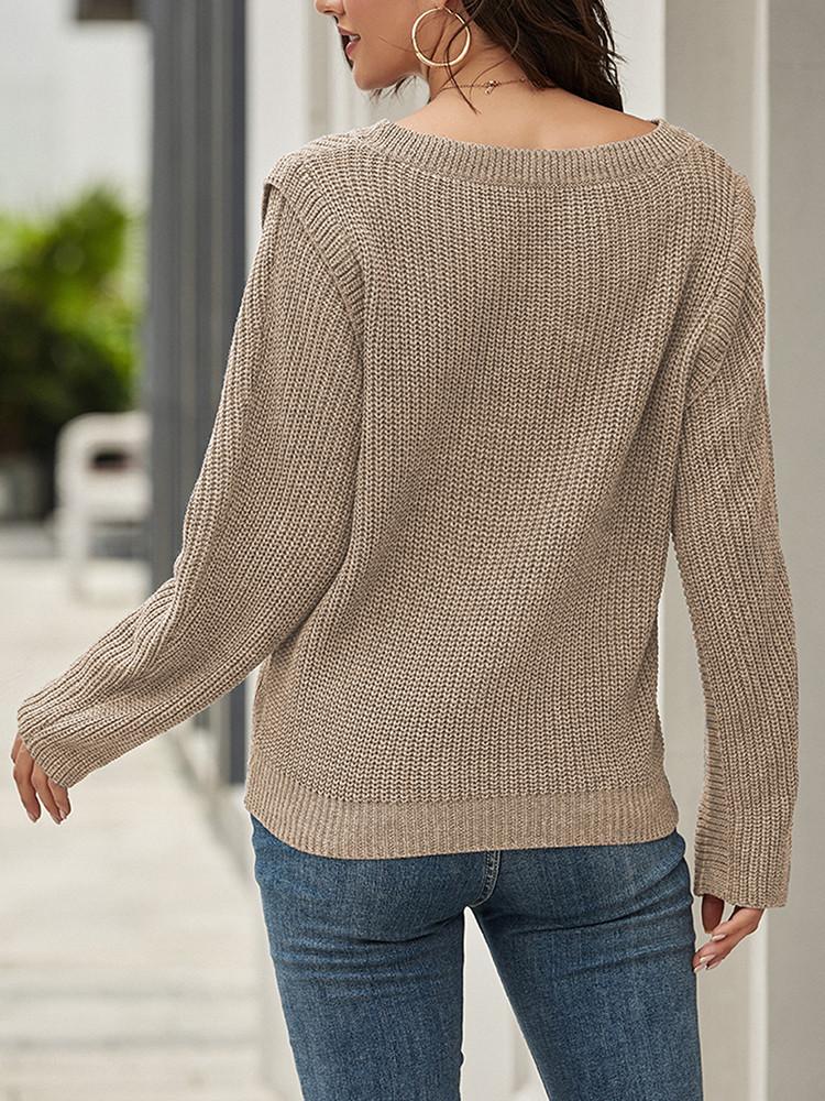 翻译0914 Round Neck Stitching Solid Pullover Sweater