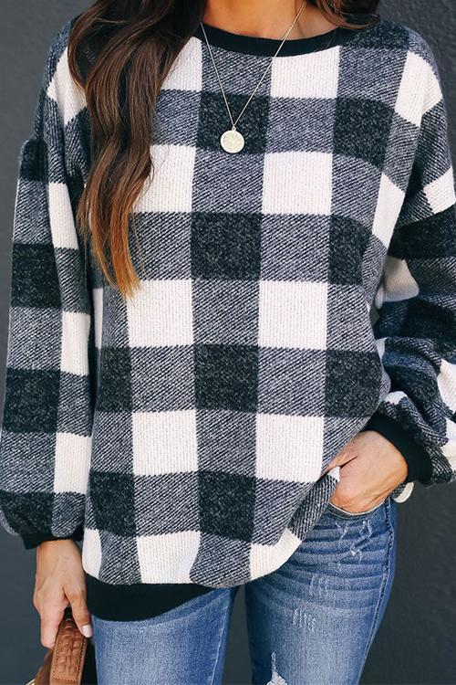 All at Once Gingham Long Sleeve Pullover - 2 Colors