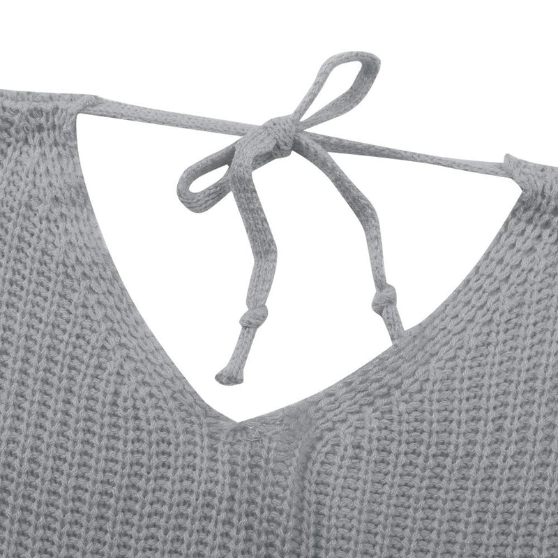 V Neck Long Sleeve Knit Off Shoulder Oversized Sweater