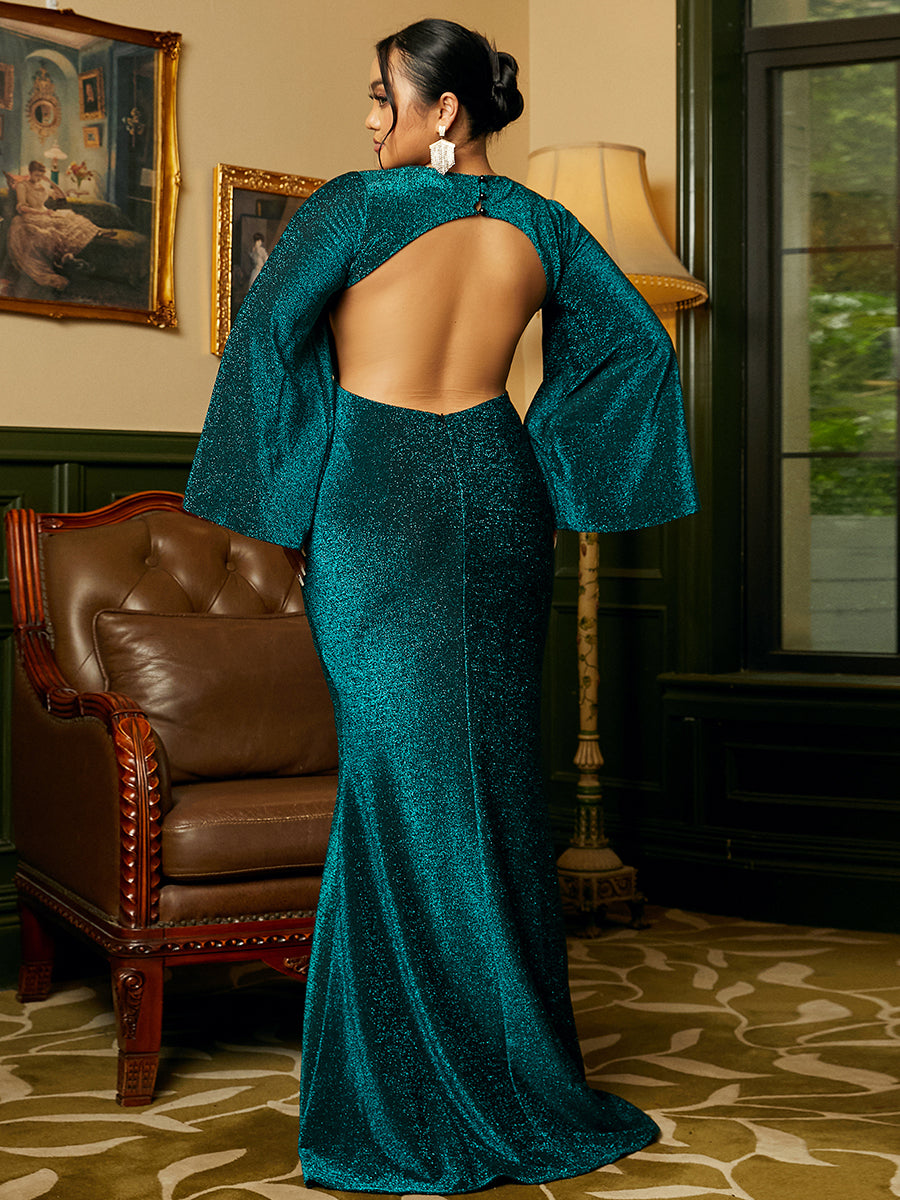 Plus Size Split Backless Mermaid Evening Dress PRH30172