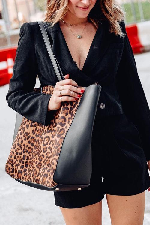 Leopard Patchwork Shoulder Bag