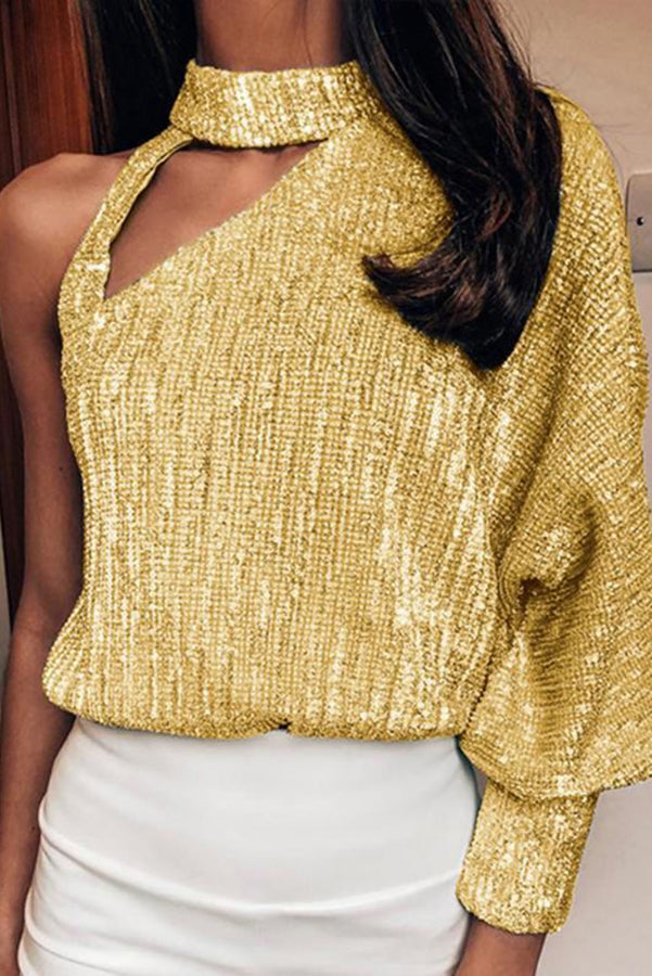 She's A Star Cutout Neck One Sleeve Top
