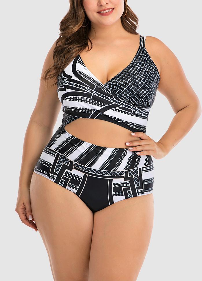 Cut Out Printed One Piece Swimwear