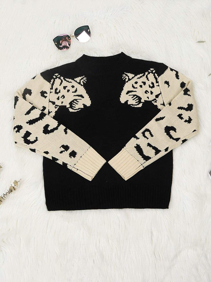 Casual Animal Print Sweater